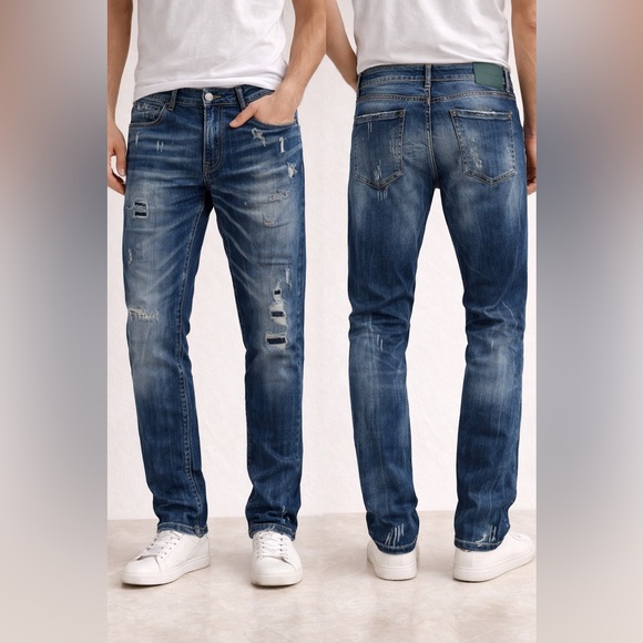 DSQUARED2 Men's Slim Straight Distressed Blue JeansBB2